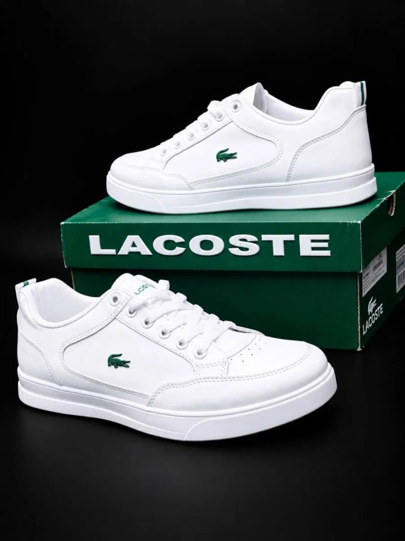 Белые кожаные кросовки Lacoste мужскеие красовки Натуральная кожа Кроссовки лакоста Качественые кросовки под любой обрыз Мягкие — фото 3