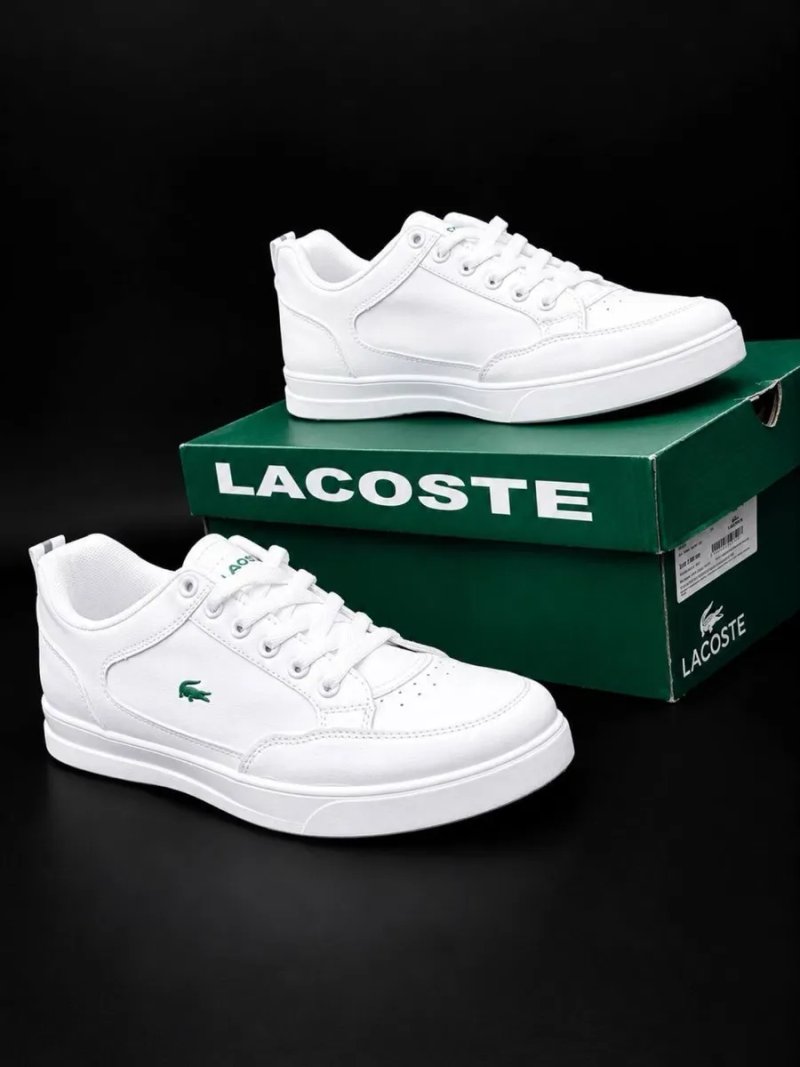 Белые кожаные кросовки Lacoste мужскеие красовки Натуральная кожа Кроссовки лакоста Качественые кросовки под любой обрыз Мягкие — фото 5