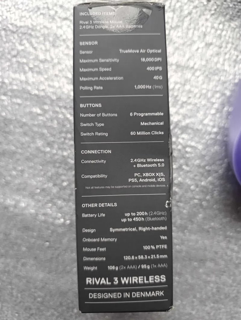 Беспроводная игровая мышь SteelSeries Rival 3 Gen 2 Wireless Lavender — фото 8