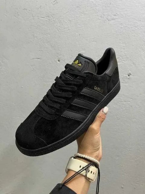 (БЕЗ ПЕРЕДОПЛАТИ) Adidas Gazelle All Black адідас газелі повністю чорні замшеві кросівки з чорною підошвою