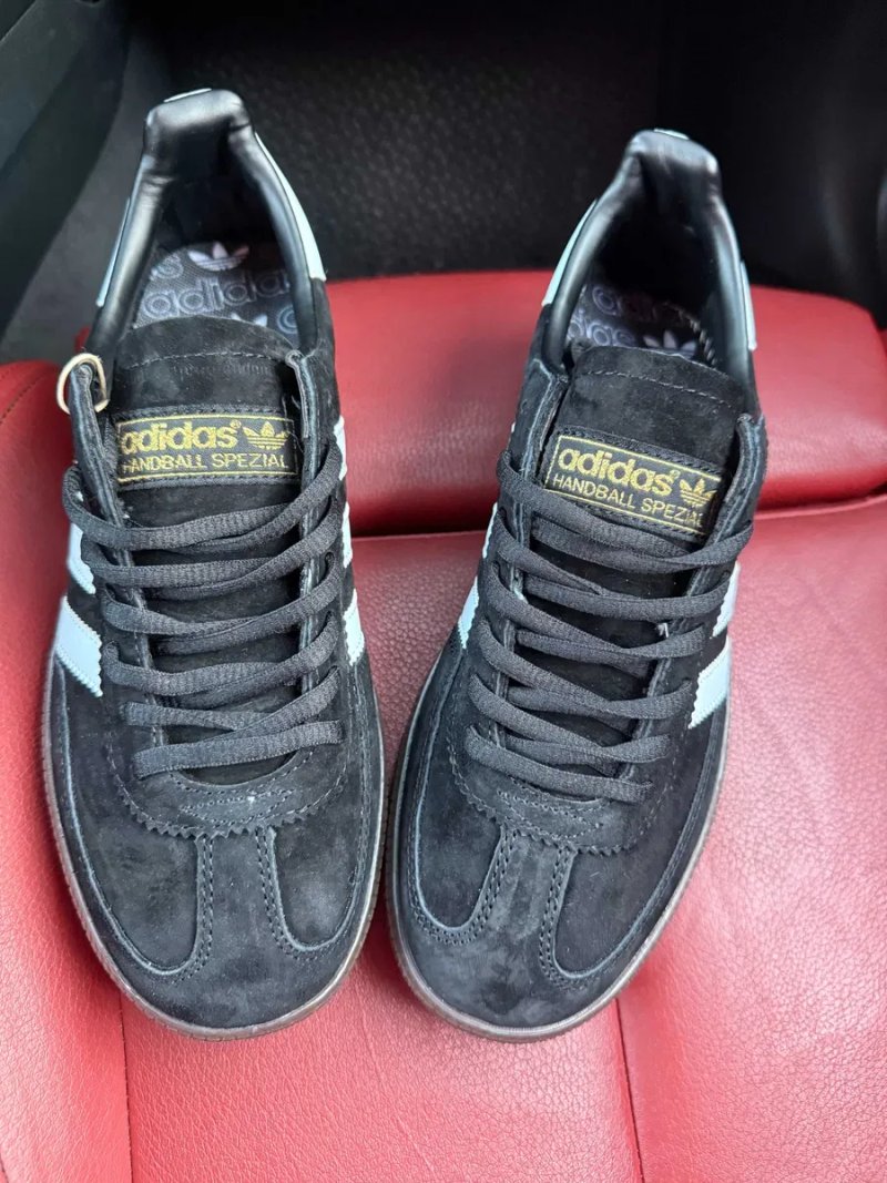 (БЕЗ ПЕРЕДОПЛАТИ) Adidas Handball Spezial Black White адідас спеціал чорні з білими смужками замшеві кросівки з бежевою гумовою підошвою — фото 4