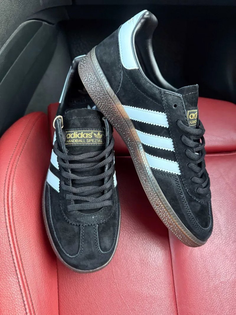 (БЕЗ ПЕРЕДОПЛАТИ) Adidas Handball Spezial Black White адідас спеціал чорні з білими смужками замшеві кросівки з бежевою гумовою підошвою — фото 5