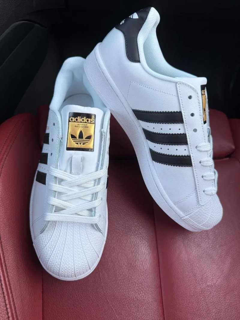 (БЕЗ ПЕРЕДОПЛАТИ) Adidas Superstar Classic White Black адідас суперстар класичні білі шкіряні кросівки з чорними смужками — фото 5