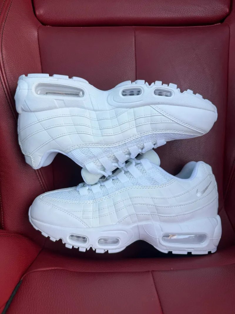 (БЕЗ ПЕРЕДОПЛАТИ) Nike Air Max 95 Essential White найк ейр макс 95 білі шкіряні сітчасті кросівки з прозорими повітряними подушками — фото 2