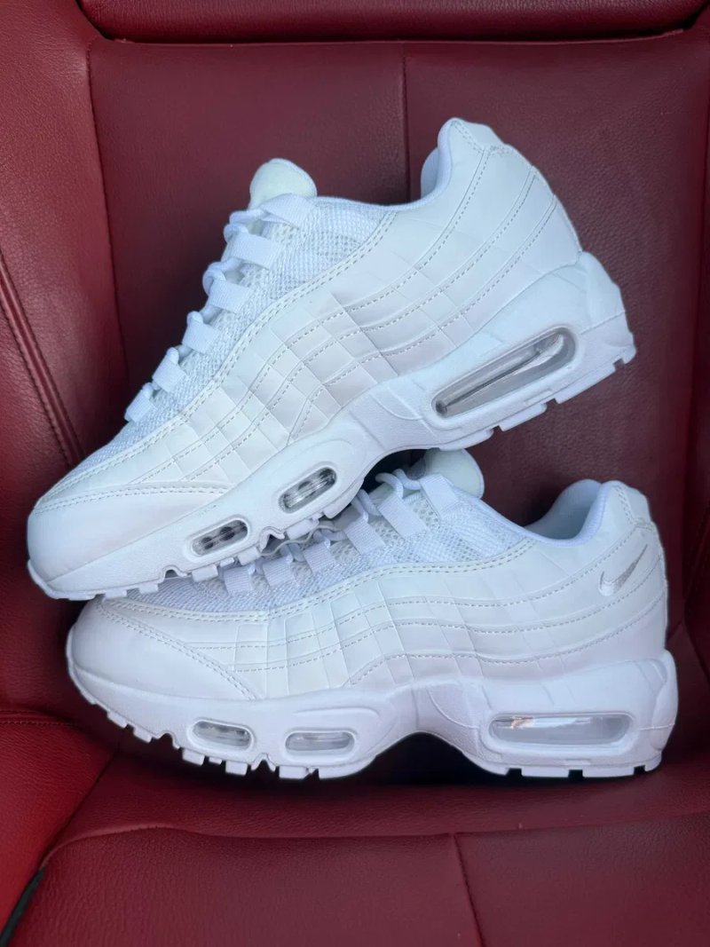 (БЕЗ ПЕРЕДОПЛАТИ) Nike Air Max 95 Essential White найк ейр макс 95 білі шкіряні сітчасті кросівки з прозорими повітряними подушками — фото 3
