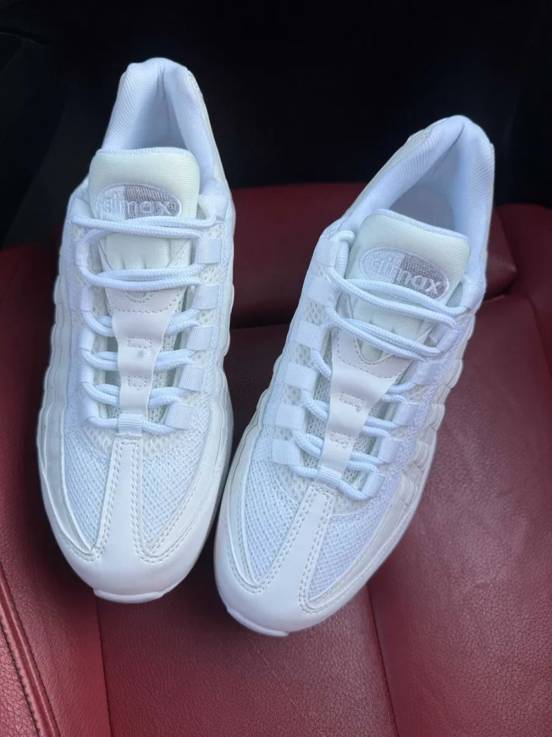 (БЕЗ ПЕРЕДОПЛАТИ) Nike Air Max 95 Essential White найк ейр макс 95 білі шкіряні сітчасті кросівки з прозорими повітряними подушками — фото 4
