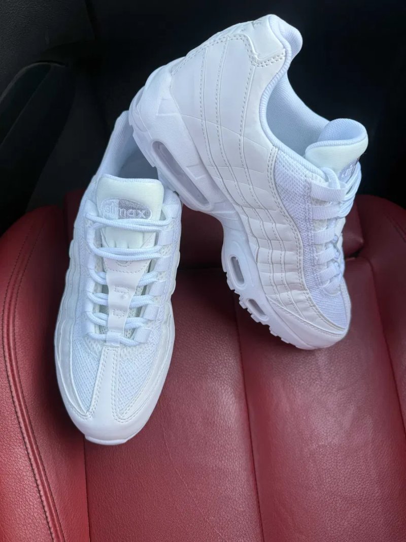 (БЕЗ ПЕРЕДОПЛАТИ) Nike Air Max 95 Essential White найк ейр макс 95 білі шкіряні сітчасті кросівки з прозорими повітряними подушками — фото 5
