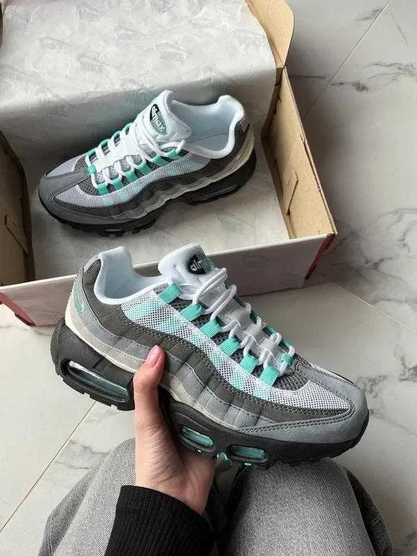 (БЕЗ ПЕРЕДОПЛАТИ) Nike Air Max 95 Hyper Turquoise найк ейр макс 95 бірюзові сірі кросівки сітка — фото 4