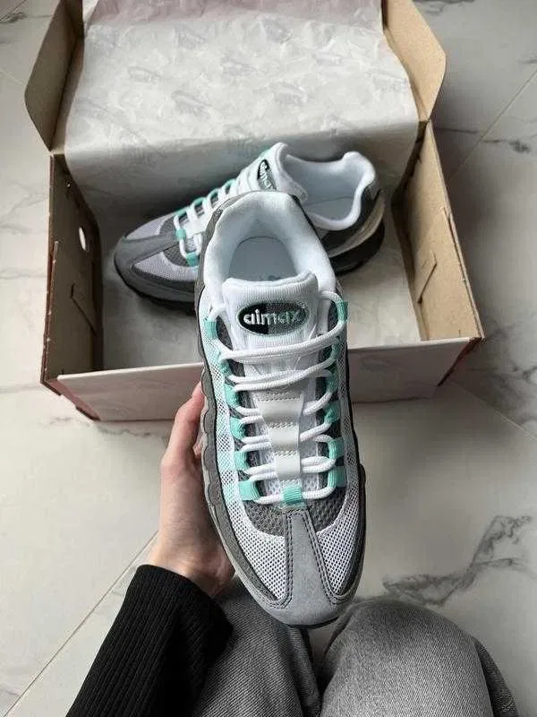 (БЕЗ ПЕРЕДОПЛАТИ) Nike Air Max 95 Hyper Turquoise найк ейр макс 95 бірюзові сірі кросівки сітка — фото 5