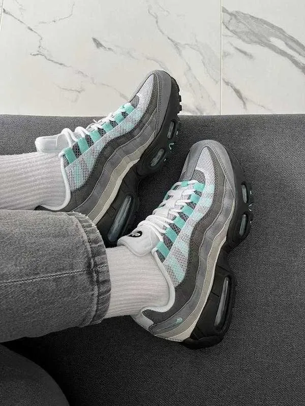 (БЕЗ ПЕРЕДОПЛАТИ) Nike Air Max 95 Hyper Turquoise найк ейр макс 95 бірюзові сірі кросівки сітка — фото 6