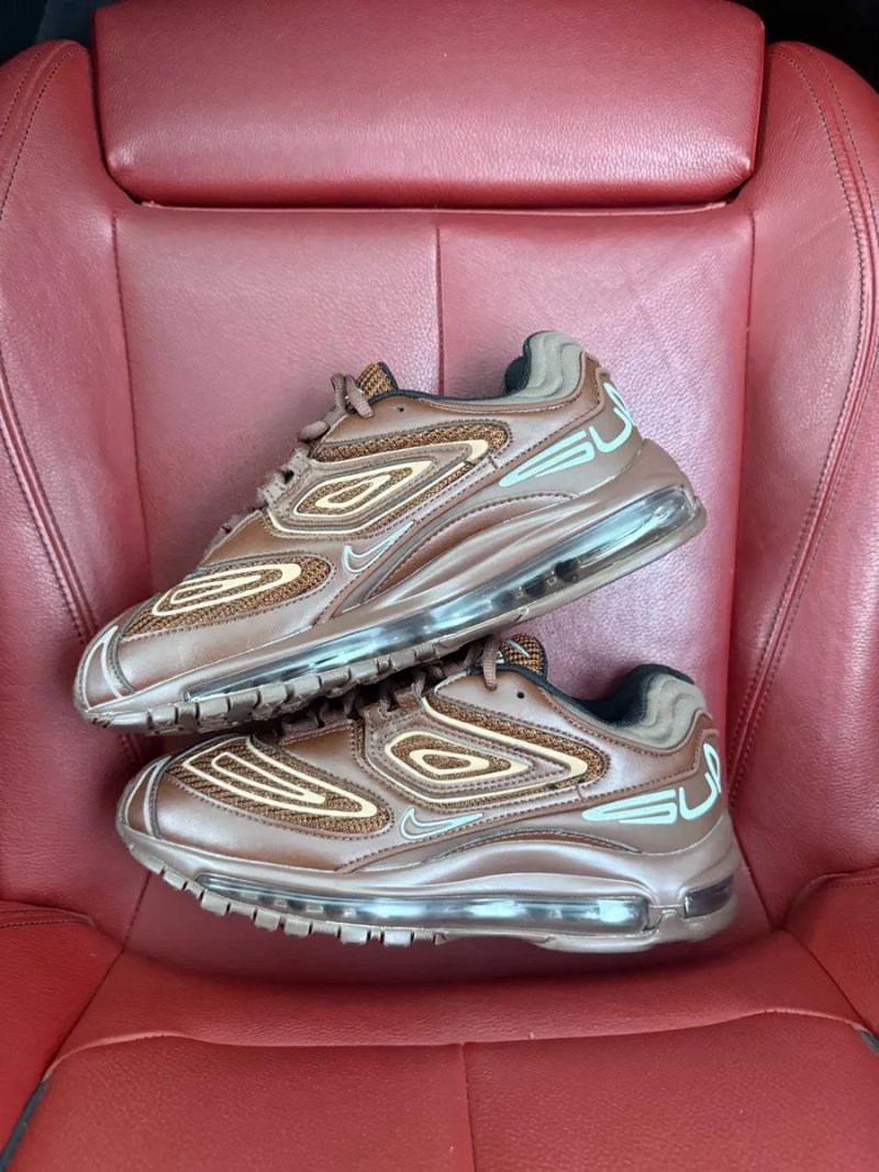 (БЕЗ ПЕРЕДОПЛАТИ) Nike Air Max 98 x Supreme Brown найк ейр макс 98 супрім коричневі шкіряні кросівки з рефлективними деталями та амортизацією Air — фото 3