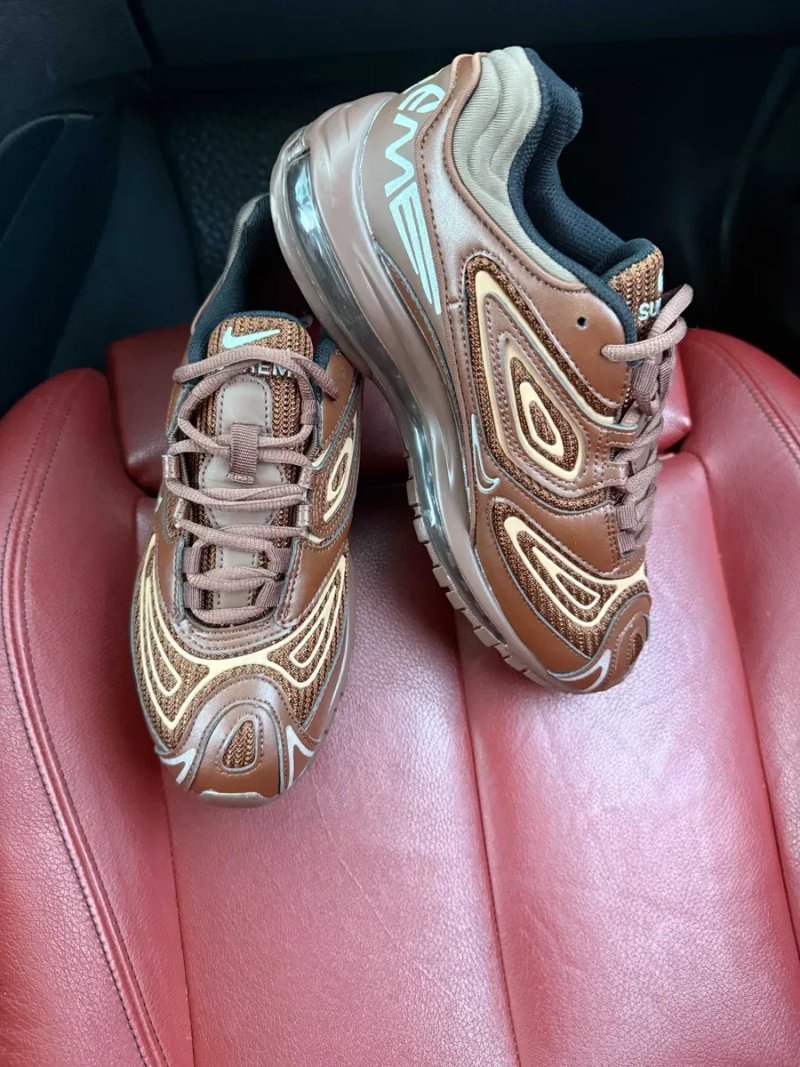 (БЕЗ ПЕРЕДОПЛАТИ) Nike Air Max 98 x Supreme Brown найк ейр макс 98 супрім коричневі шкіряні кросівки з рефлективними деталями та амортизацією Air — фото 5