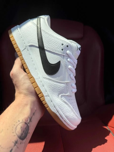 (БЕЗ ПЕРЕДОПЛАТИ) Nike SB Dunk Low White Gum найк данк білі шкіряні кросівки кеди з коричневою підошвою