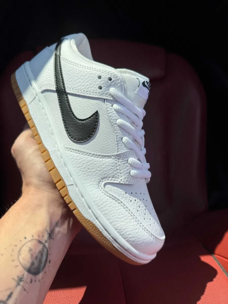 (БЕЗ ПЕРЕДОПЛАТИ) Nike SB Dunk Low White Gum найк данк білі шкіряні кросівки кеди з коричневою підошвою — фото 2