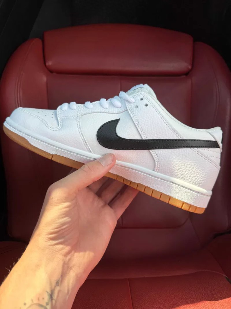 (БЕЗ ПЕРЕДОПЛАТИ) Nike SB Dunk Low White Gum найк данк білі шкіряні кросівки кеди з коричневою підошвою — фото 8