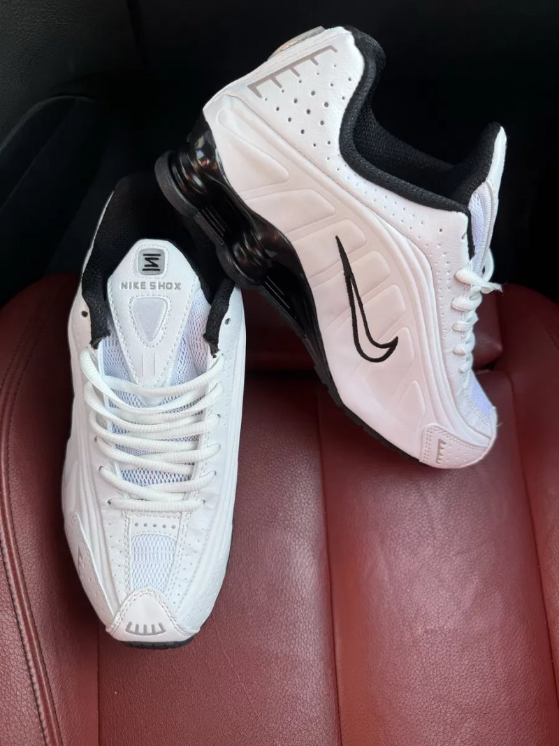 (БЕЗ ПЕРЕДОПЛАТИ) Nike Shox R4 White Black найк шокс р4 біло-чорні кросівки з пружинною амортизацією — фото 5