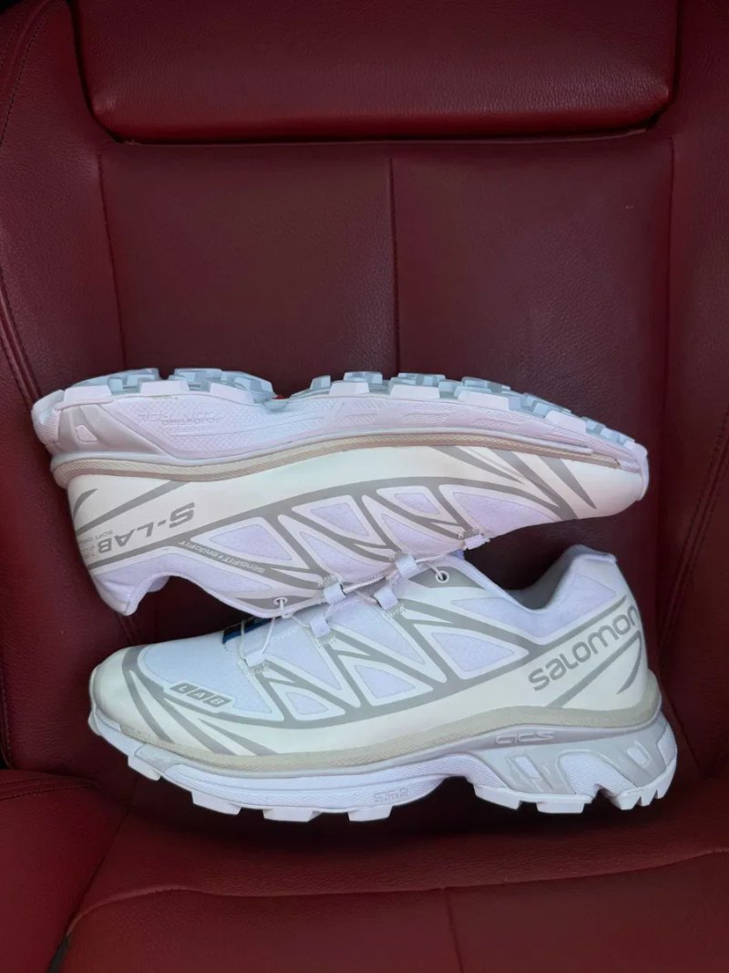 (БЕЗ ПЕРЕДОПЛАТИ) Salomon XT-6 Advanced LAB White білосніжні кросівки з червоно-жовтими акцентами та швидкою шнурівкою — фото 2