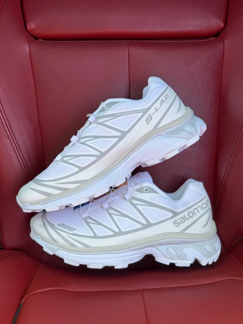 (БЕЗ ПЕРЕДОПЛАТИ) Salomon XT-6 Advanced LAB White білосніжні кросівки з червоно-жовтими акцентами та швидкою шнурівкою — фото 3