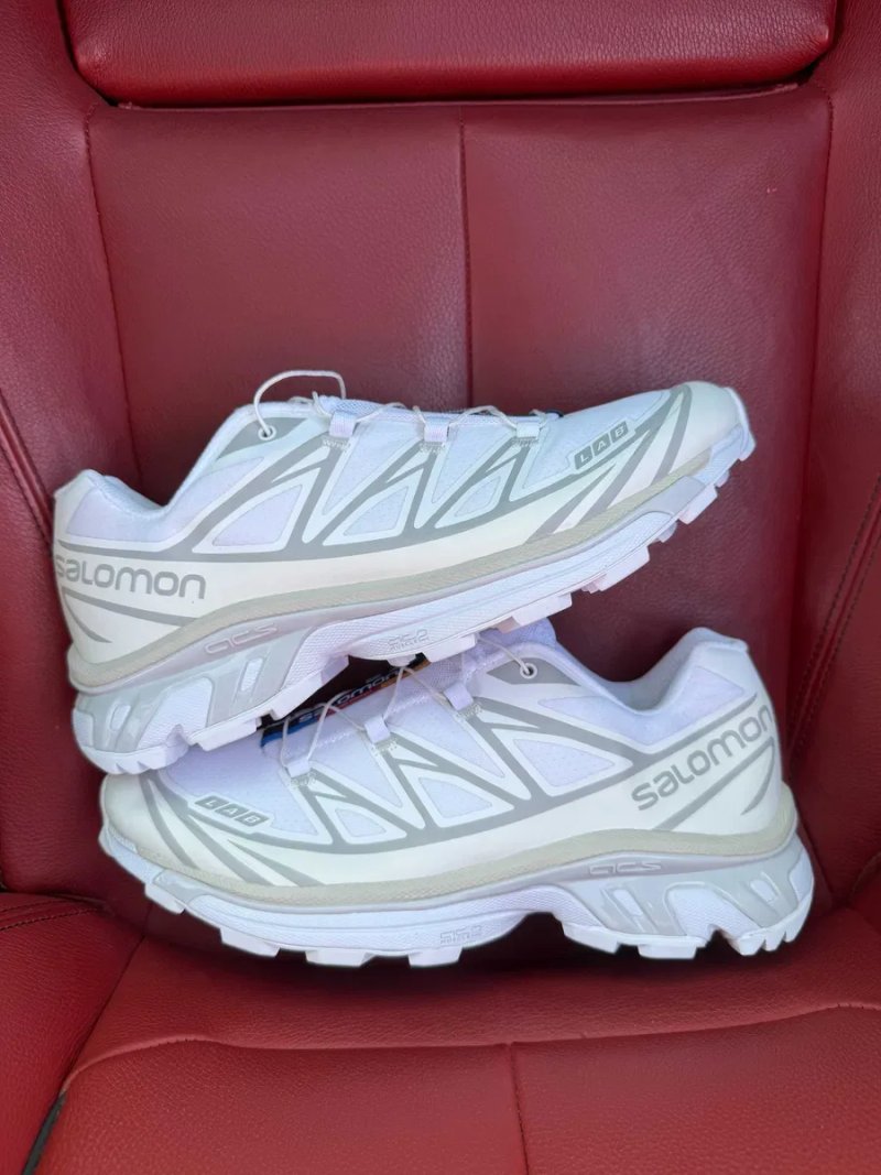(БЕЗ ПЕРЕДОПЛАТИ) Salomon XT-6 Advanced LAB White білосніжні кросівки з червоно-жовтими акцентами та швидкою шнурівкою — фото 4