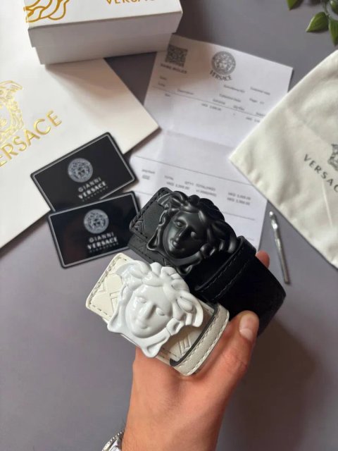Без Предоплат‼️ ШКІРЯНИЙ РЕМІНЬ Versace Матеріал: Екошкіра Чорний | Білий Колір