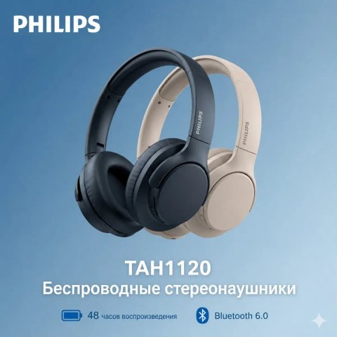 Бездротові навушники Philips TAH1120 — до 48 годин роботи, Bluetooth 6.0 та комфорт для кожної миті.