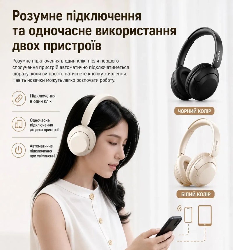 Бездротові навушники  Philips TAH1120 — до 48 годин роботи, Bluetooth 6.0 та комфорт для кожної миті. — фото 6