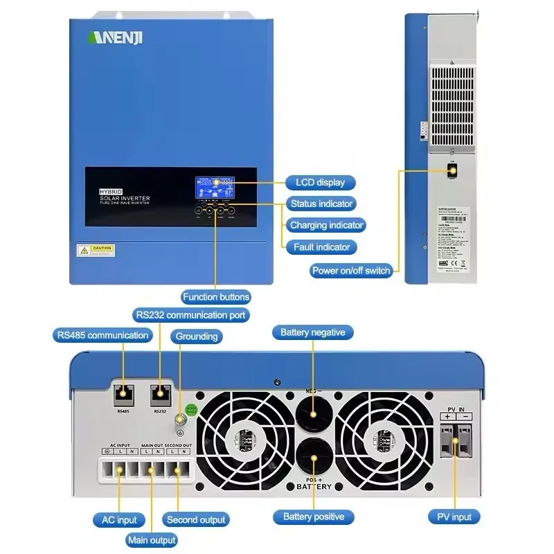 БЕЗКОШТОВНА доставка!!!Гібридний інвертор Anenji 6.2kW 48v Wi-Fi — фото 5