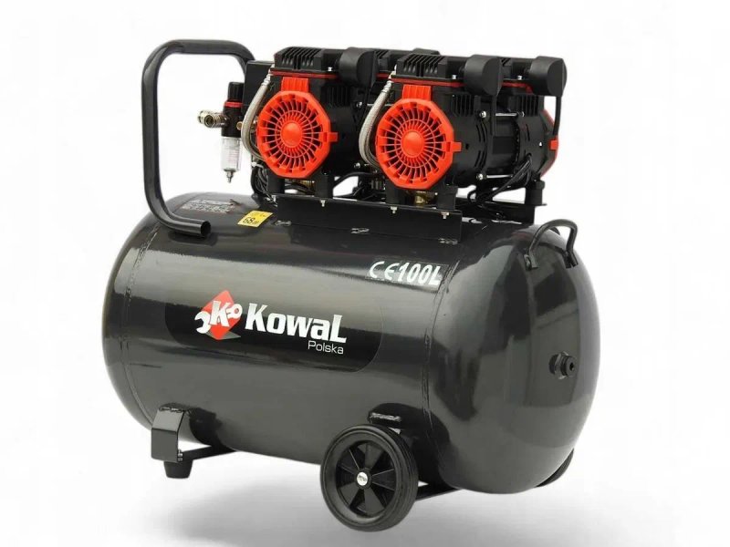 Безмасляний компресор Kowal 100 л 2800 Вт 8 бар, двопоршневий компресор для стоматології, лабораторії та фарбування — фото 6