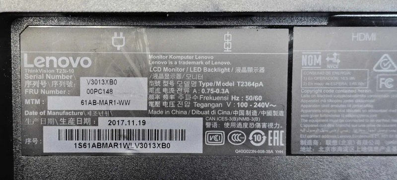 Безрамковий монітор 23" Lenovo ThinkVision T23i-10 1920x1080 IPS 8Bit — фото 7