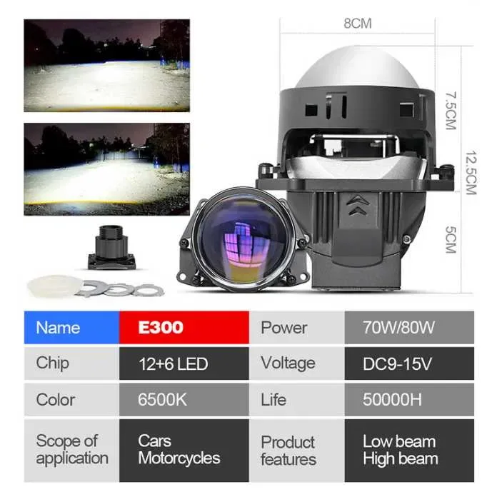 Bi LED Светодиодные лазерные двухчиповые Линзы 3.0 дюйма 12-24в Гарантия! — фото 4