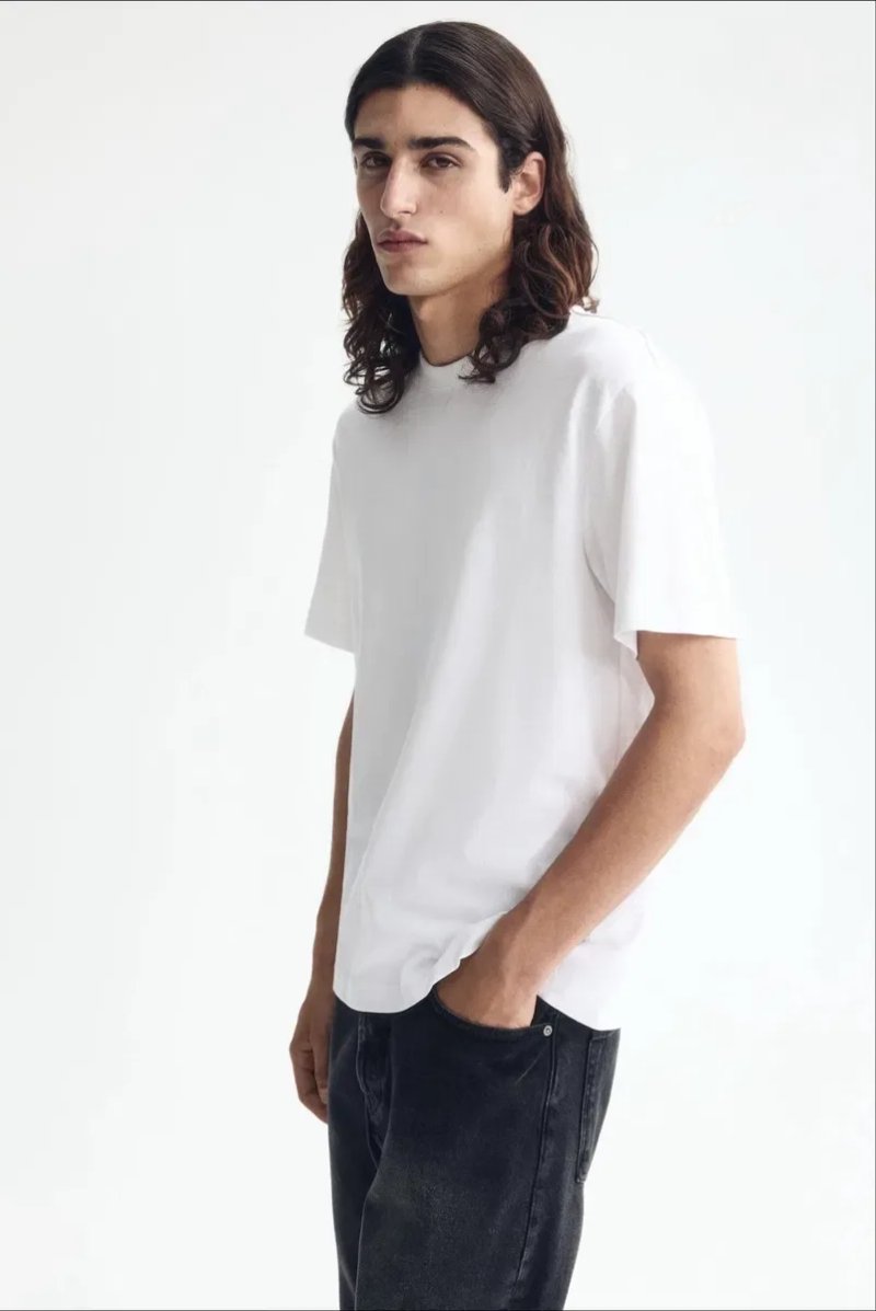 Біла футболка H&M Regular Fit M-L-XL чоловіча базова футболка — фото 4