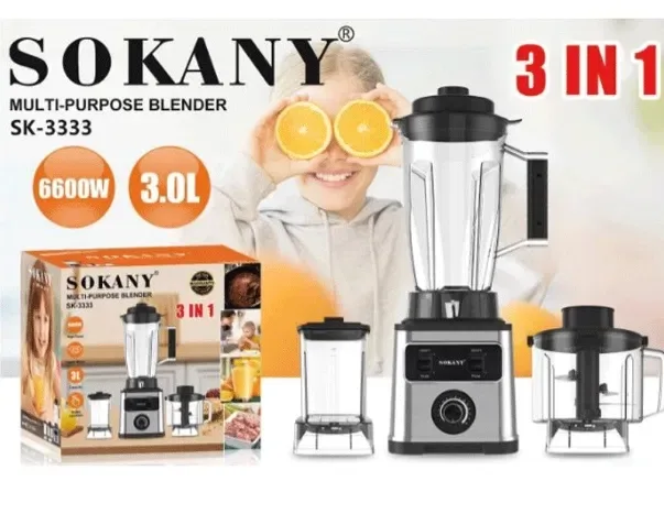 Блендер кухонний комбайн Sokany SK-3333 3 в 1 3 л 6600 Вт — фото 5