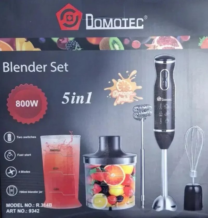 Блендер ручний 5в1 Domotec R314B подрібнювач міксер 800Вт измельчитель — фото 5