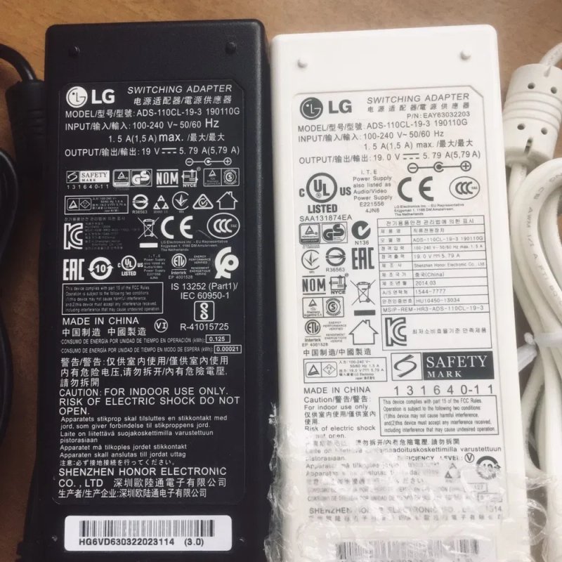 Блок Питания, Адаптер Монитора LG 19V 0.84A 1.3A 1.7A 2.1A 2.53A 3.42A — фото 5