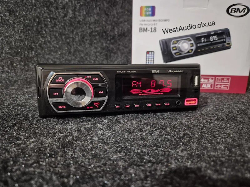 Блютуз магнітола Pioneer BM-18,змінна підсвітка,USB,AUX — фото 2
