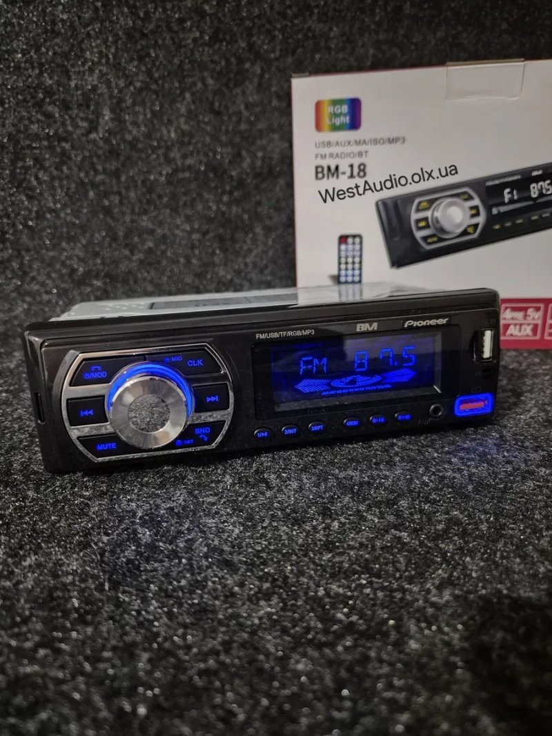 Блютуз магнітола Pioneer BM-18,змінна підсвітка,USB,AUX — фото 3