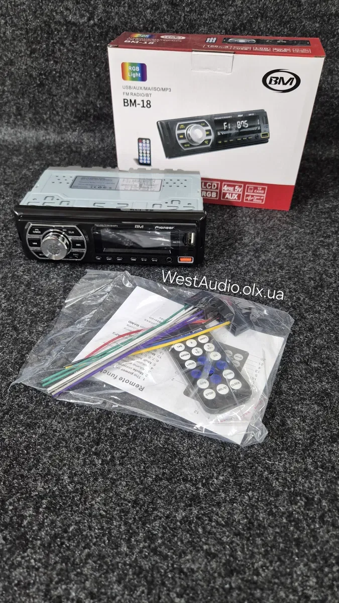 Блютуз магнітола Pioneer BM-18,змінна підсвітка,USB,AUX — фото 6
