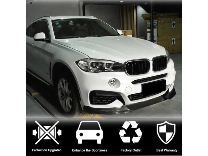 BMW X6 F16 Накладка на передній бампер Lip (для M-Sport, Карбон) — фото 2