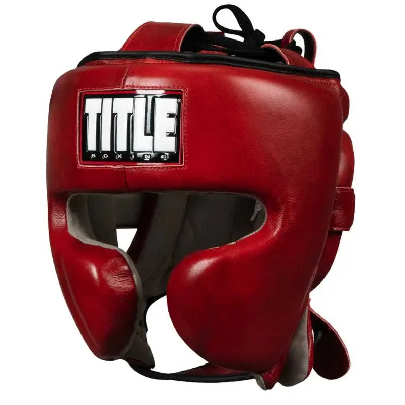Боксерский шлем TITLE Boxing Blood Red Leather Sparring Headgear — фото 3