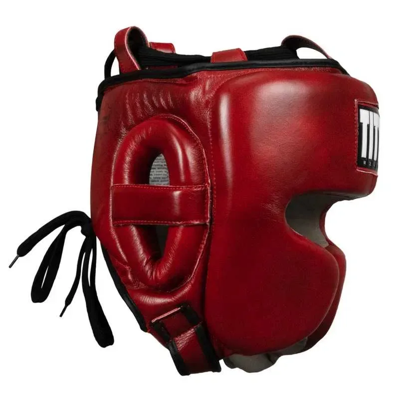 Боксерский шлем TITLE Boxing Blood Red Leather Sparring Headgear — фото 4