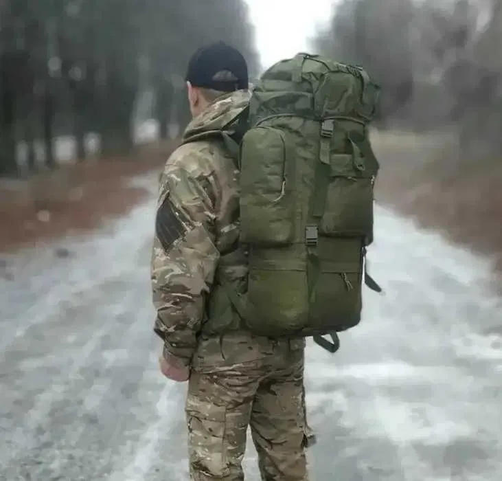 Большой армейский рюкзак 80л крепкий походный рюкзак военный олива — фото 2