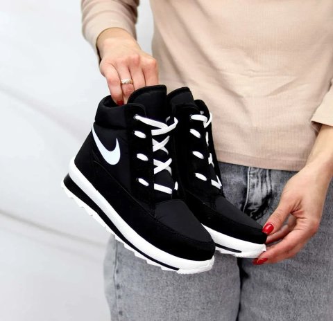 Ботинки дутики черные nike зимние кроссовки сапоги женские подросток
