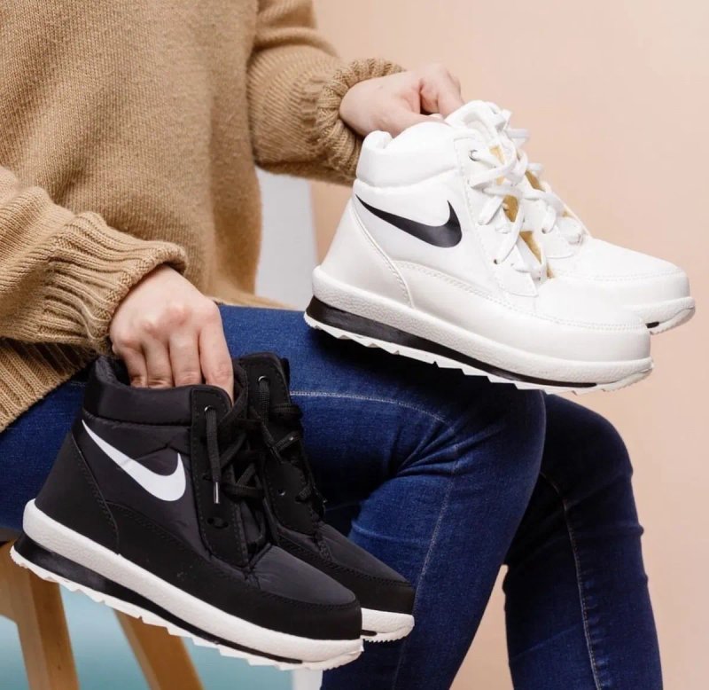 Ботинки дутики черные nike зимние кроссовки сапоги женские подросток — фото 2