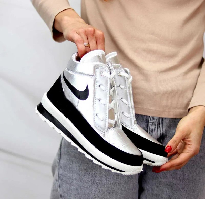 Ботинки дутики черные nike зимние кроссовки сапоги женские подросток — фото 6