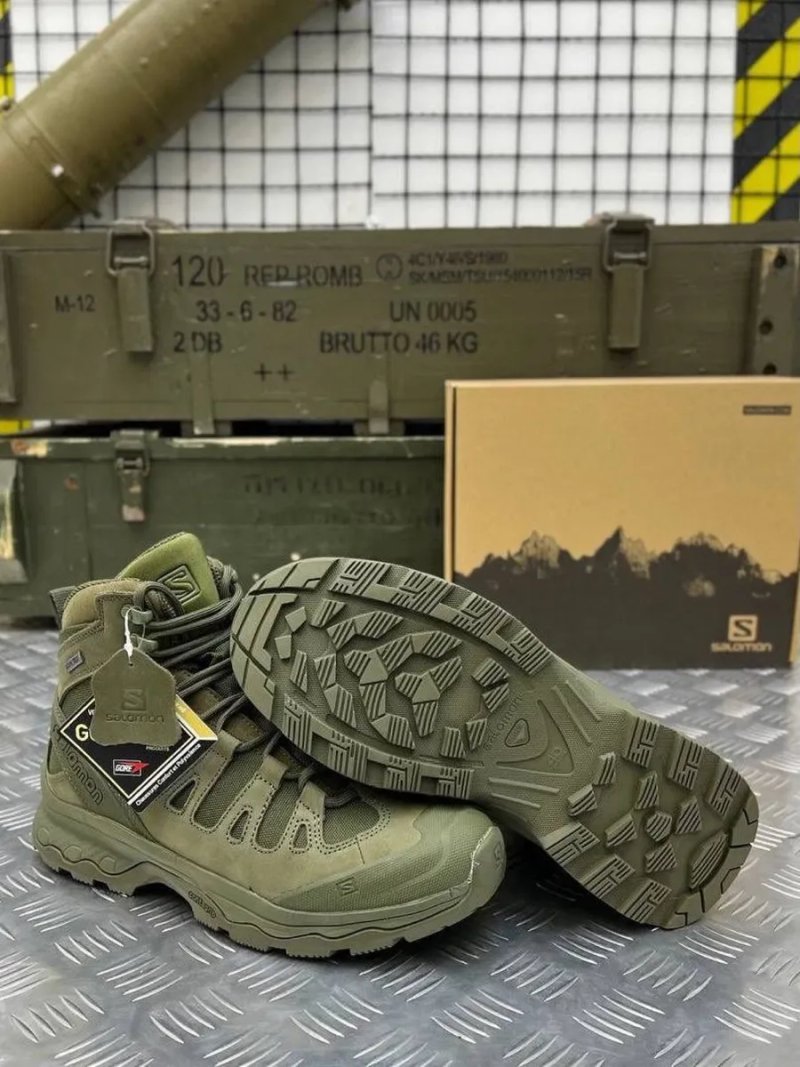 Ботинки Salomon Forces 2 Olive тактические военные берцы олива GTX — фото 4