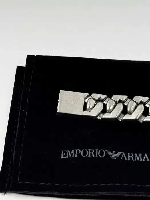 Браслет Emporio Armani чоловічий із нержавіючої сталі сріблястий ланцюг Premium, браслет арман — фото 5