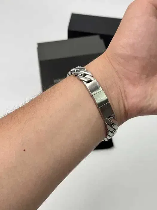 Браслет Emporio Armani чоловічий із нержавіючої сталі сріблястий ланцюг Premium, браслет арман — фото 7