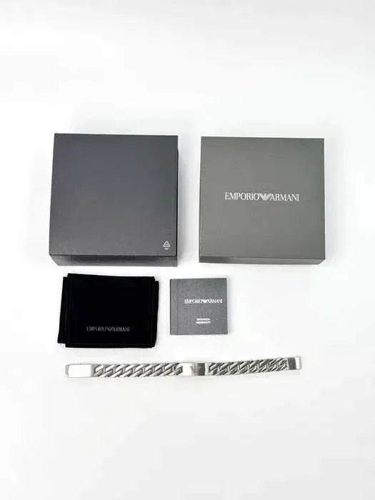 Браслет Emporio Armani чоловічий із нержавіючої сталі сріблястий ланцюг Premium, браслет арман — фото 8