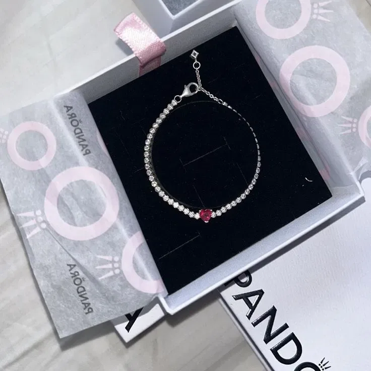 Браслет Pandora Червоне серце / Браслет Пандора / Pandora Bracelet / Браслет Pandora Рожеве серце — фото 3