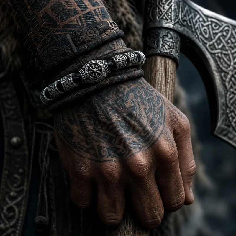 Браслет з 15 рунами 19-20-23 см Vikingos сріблястий/бронзовий — фото 3